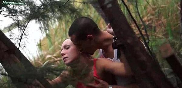  Teen chick gets tied up and fucked in forest